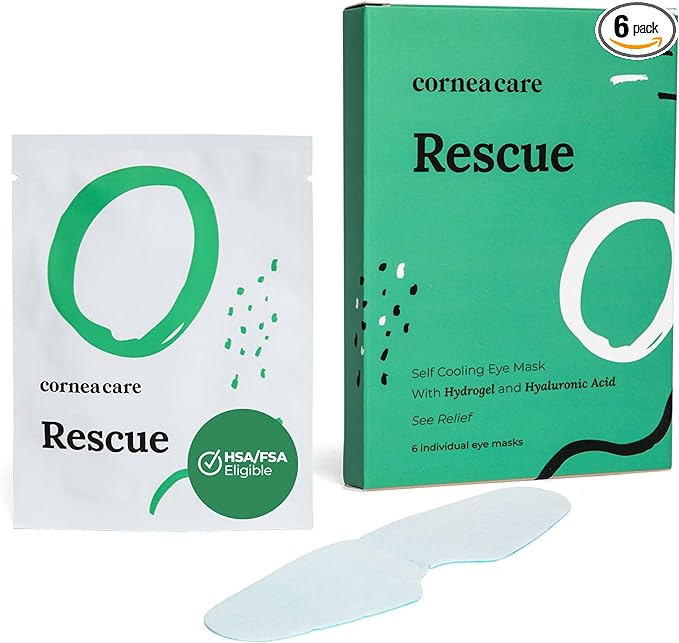 Rescue: Hydrogel Self Cooling Compress | Cold Eye Masks for Puffy Eyes | Self Cooling Eye Compress for Fast Relief | Travel Ready | 6 Count | FSA & HSA Eligible