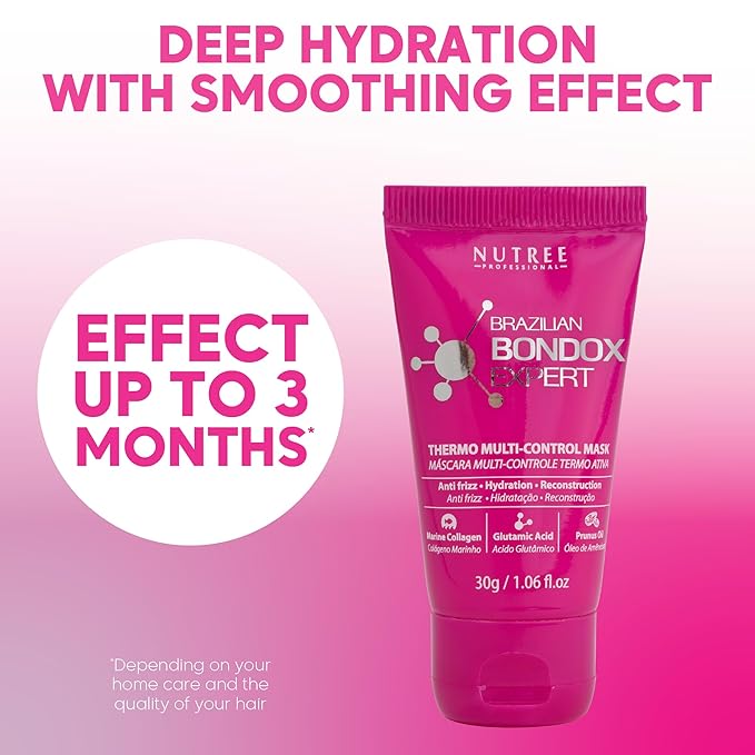 HAIR MASK FOR DAMAGED HAIR BRAZILIAN BONDOX TREATMENT 1.06 oz Thermal Activated Mask for Dry Frizzy Hair | Formaldehyde Free | Results for up to 1-3 months | prunus oil | seaweed collagen