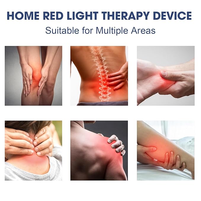 LED Red Light Therapy Eye Device, 3 Modes Red Light Eye Mask with Multi-Frequency Vibration + Red Light Therapy Massager Stick for Body and Face