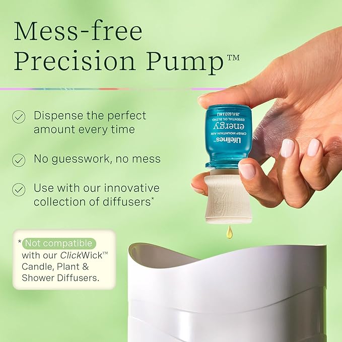 Lifelines Essential Oil Blends, 4-Pack - Blended Essential Oils with Precision Pump for Aromatherapy Diffusers - Long-Lasting Scented Fragrance - Crisp Mountain Air (Joy, Calm, Focus & Energy)