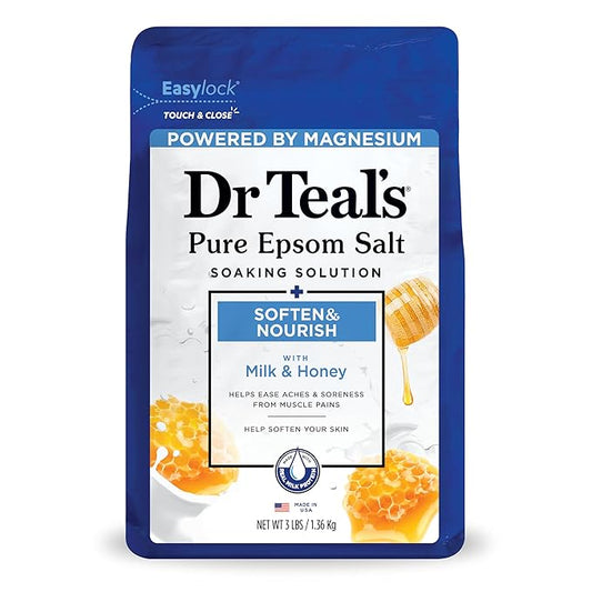 Dr Teal's Epsom Salt Soaking Solution, Soften & Nourish with Milk and Honey, 48 Oz