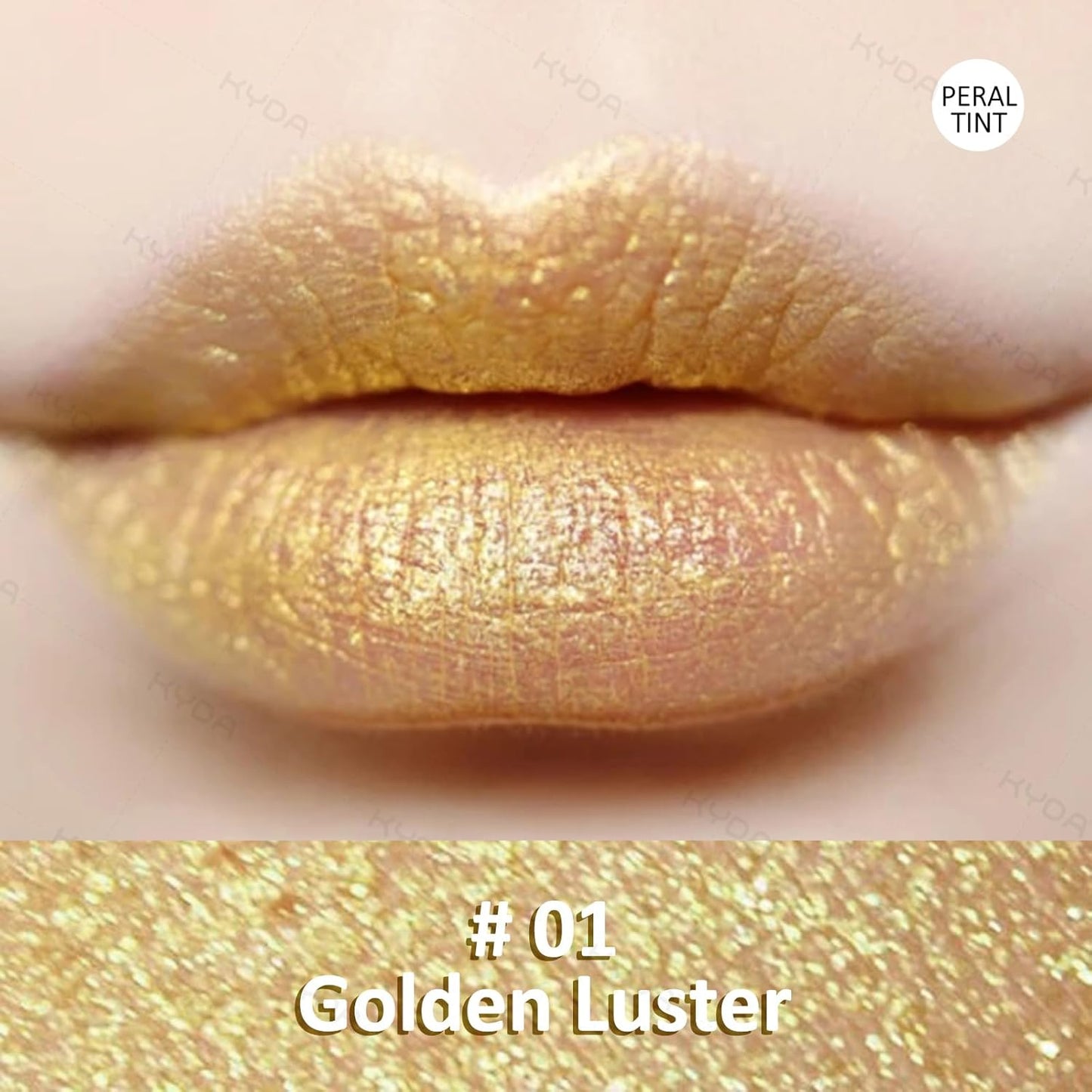 KYDA Golden Shimmer Lipstick, Metallic Pearl Lipstick, Lasting Non-sticky Glitter Lips Color, High Glossy Lips Makeup for Women, Golden Luster