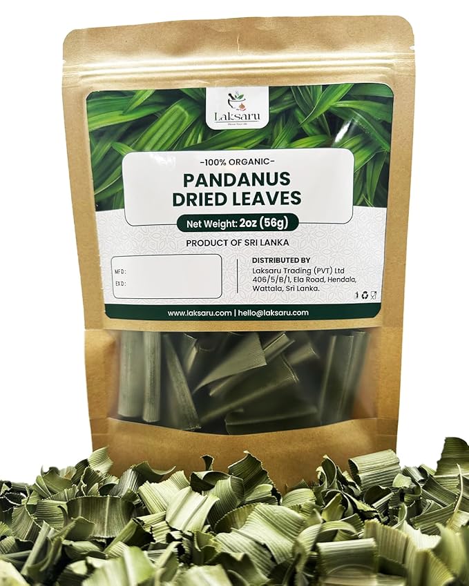 Laksaru 2 oz - 56g - Dried Pandan Leaves (Pandanus) – Natural Flavoring for Asian Cuisine, Desserts & Herbal Tea - Product from Sri Lanka