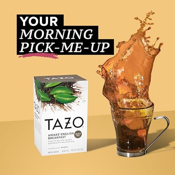 TAZO Organic Awake English Breakfast Black Tea Bags, 96 Total Tea Bags (16ct - Pack of 6)