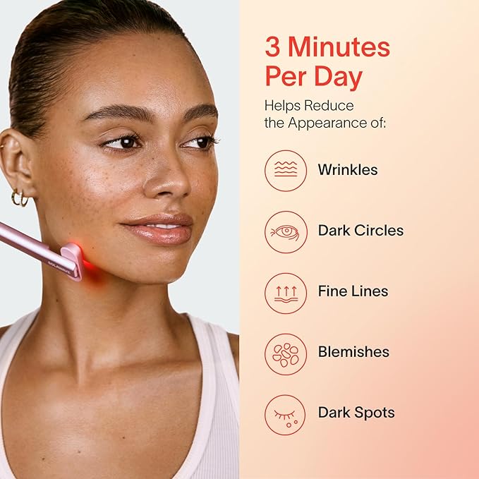 Solawave 4-in-1 Red Light Therapy Facial Wand | Anti-Aging Red Light Therapy for Face and Neck | Galvanic Microcurrent Gua Sha Facial Massager | Wrinkle Reduction | Solawave Original | Rose Gold