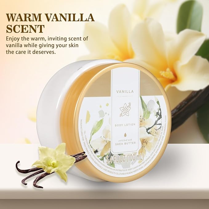 Princess Belle Vanilla Body Lotion, Travel Size Body Lotion for Women and Men Dry Skin, Deep Moisturizing and Hydrating with Natural Shea Butter for Vanilla skin, Smell Good, 100ml(3.4floz)