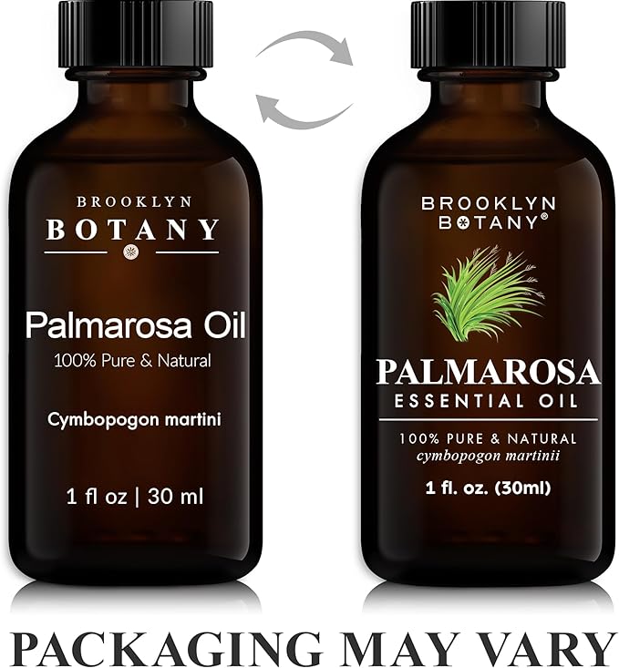 Brooklyn Botany Palmarosa Essential Oil – 100% Pure and Natural – Premium Grade Oil with Dropper - for Aromatherapy and Diffuser - 1 Fl Oz