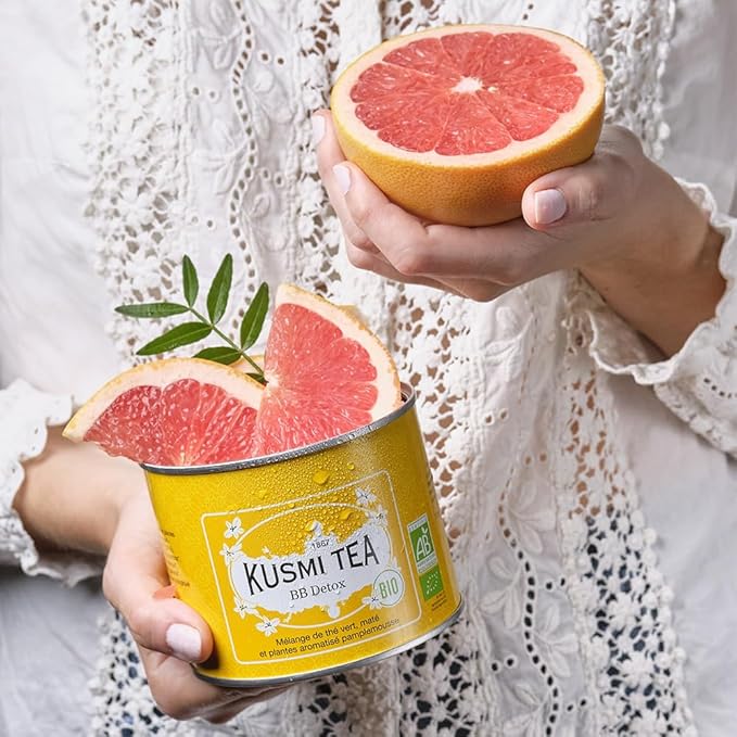 Kusmi Tea - BB Detox - Iconic Detox Tea - Organic Tea - Blend of Green Tea, Mate & Grapefruit - Organic Flavored Yerba Mate Tea - Loose Leaf Tea - Tin Box of 3.5 oz - Quantity for about 50 cups
