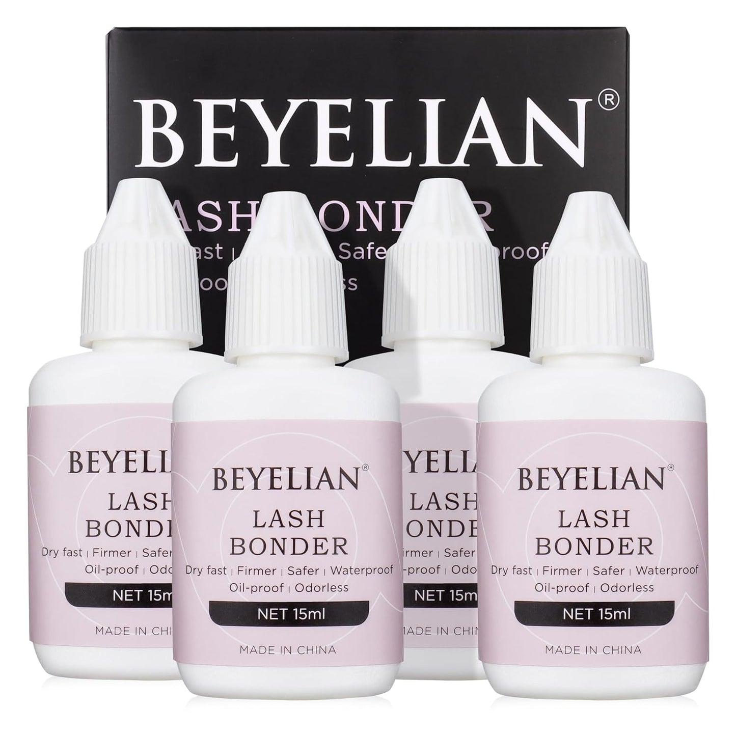 BEYELIAN Lash Bonder for Eyelash Extension Super Bonder Longer Retention Help Glue Bond Better Glue Primer Accelerate Drying Time Low Irritation Water Oil Proof 4 Pack