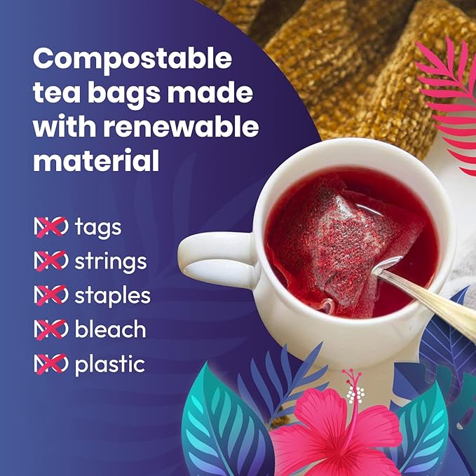 Organic Hibiscus Tea -100 Tea Bags | Organic Herbal Tea From Single Origin | Eco-Friendly Tea Bags | Non-GMO Caffeine Free Tea With Zero Sugar | Cederberg Tea Company