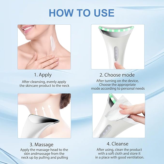 Facial Massager for Face and Neck, Red-Light-Therapy and Vibration Technologies (White)