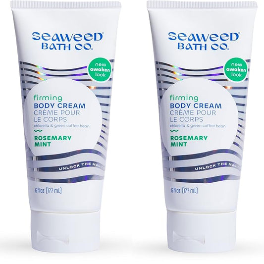 Seaweed Bath Co. Firming Body Cream, Rosemary Mint Scent, 6 Ounce (Pack of 2), Skin Toning Hand & Body Lotion Moisturizer for Dry Skin, with Sustainably Harvested Seaweed, Chlorella, Green Coffee Bean