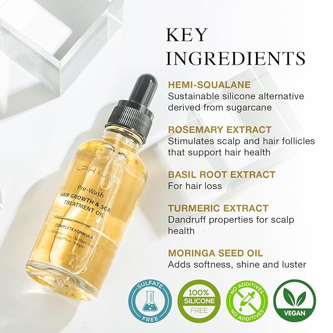 Prewash Dry Scalp Hair Oil Treatment - Pre Shampoo Rosemary Hair Oil for Dandruff Itchy Scalp, 1 Pack 1.7 fl oz