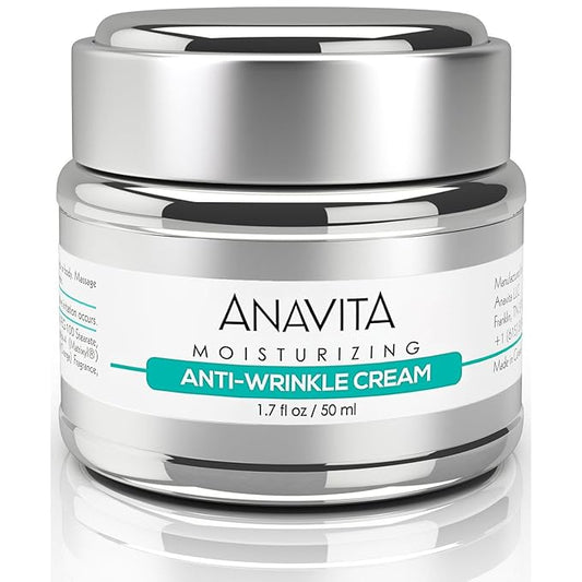 Anavita Moisturizing Anti Wrinkle Anti Aging Cream W/Peptide & Hyaluronic Acid - Day Night - Facial Fine Lines Wrinkles Elasticity Skin Tone - Face Neck Decollete Moisturizer for Women Men 1.7 fl oz