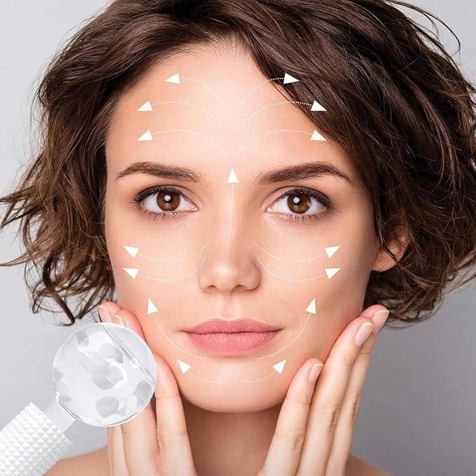 Ice Globes & Ice Roller for Face and Eyes - Facial Massage Tools for Skin Care, Reduce Wrinkles & Puffiness, Cooling Globes & Roller Ball for Glowing Skin (White/2PCS)