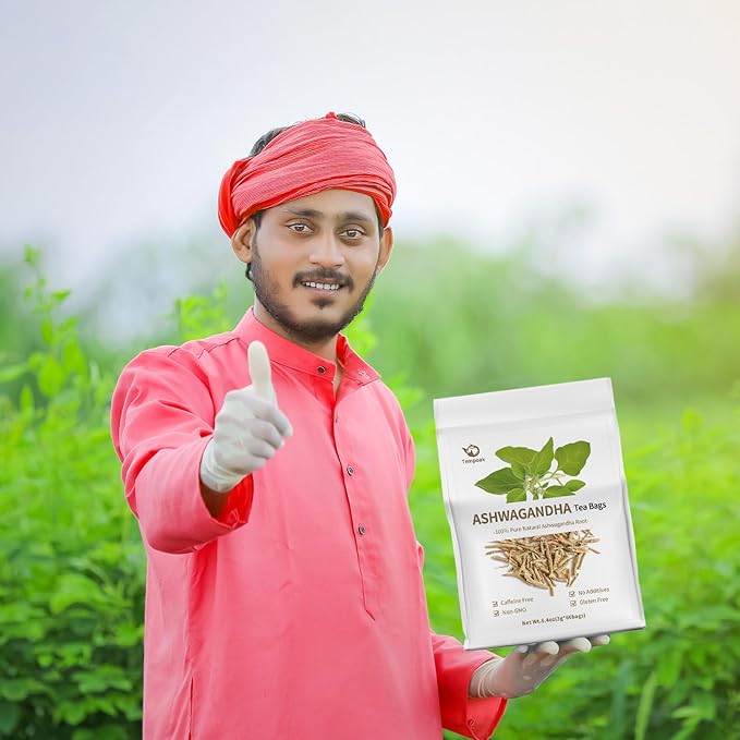 Ashwagandha Root Tea Bags - 60 bags Pure & Natural Ashwagandha Root Herbal Tea, Caffeine Free, No Additives