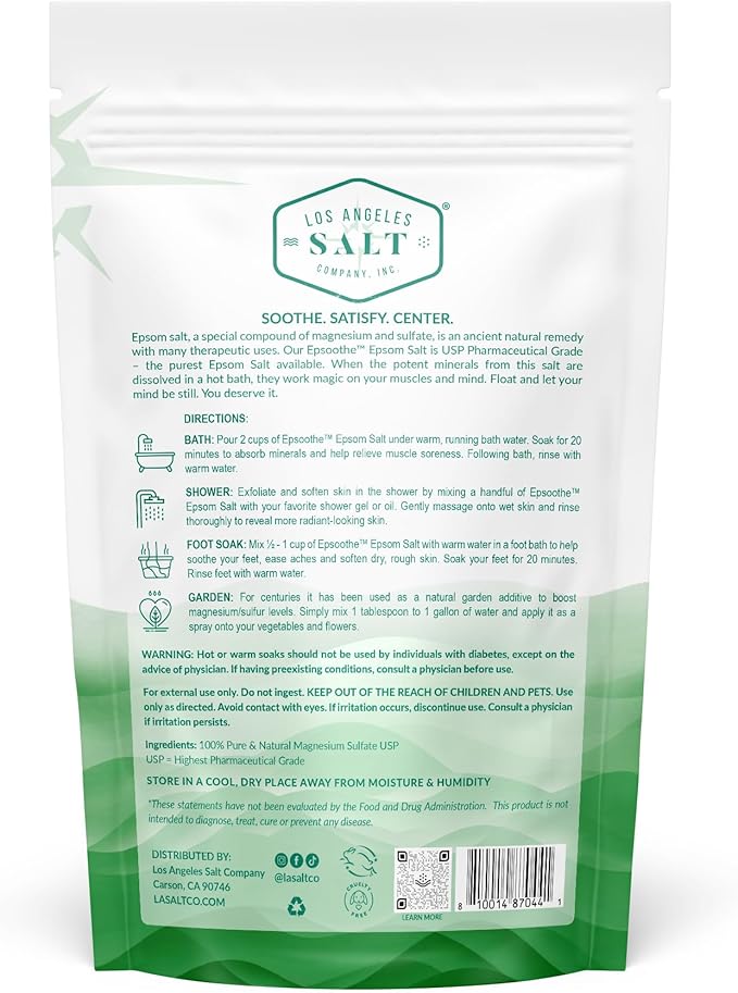 Epsoothe 2.2 Lbs Epsom Salt Bath & Foot Soak and Scrub | Pure & Natural Magnesium Sulfate USP | Soothes Muscles & Joints, Enhances Well-Being (5 Pack)