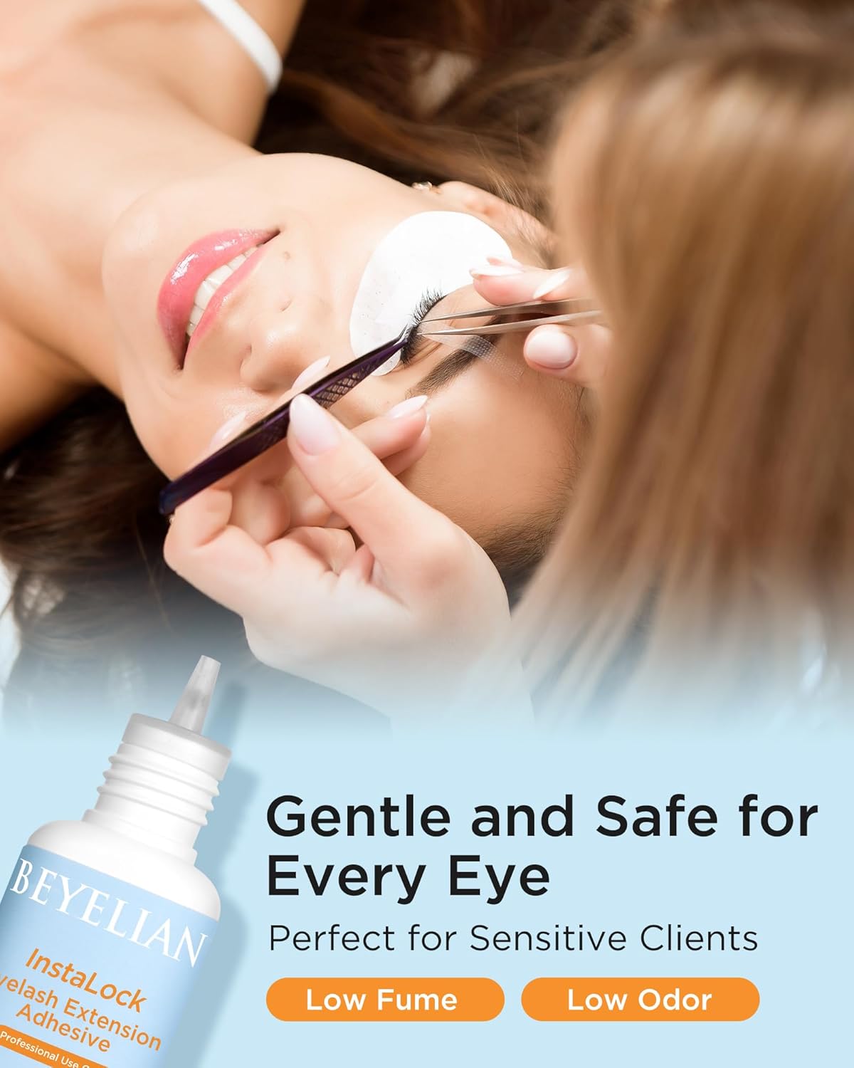 BEYELIAN Sensitive Eyelash Extension Glue 0.5-1 Sec Dry Lash Glue Waterproof Black Adhesive Professional Hypoallergenic Formaldehyde-Free 5ML (B01)