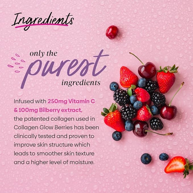 Collagen Glow Berries x 30 SACHETS - 1 Month Supply Collagen Supplement Drink