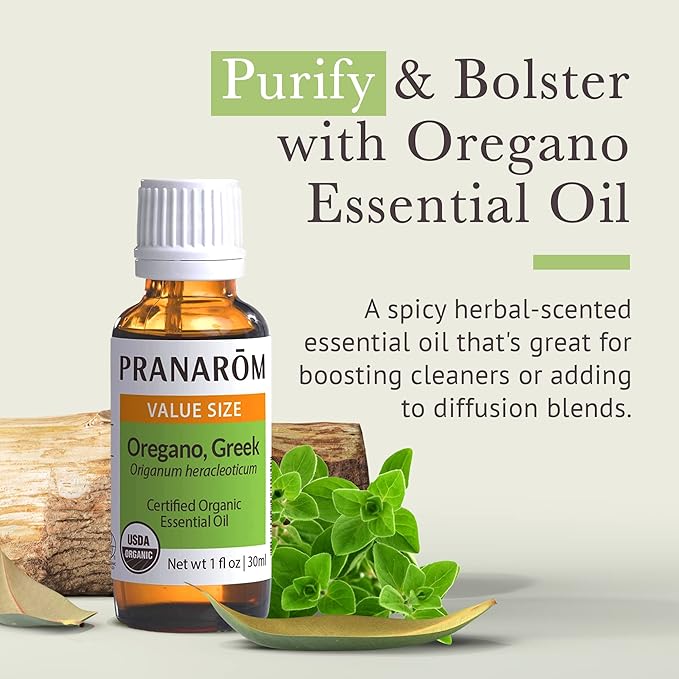Pranarom USDA Certified Organic Oregano Essential Oil (30ml), 100% Pure Undiluted Therapeutic Grade from Hungary/Turkey for Aromatherapy, Diffuser, Immune Support, Relaxation, DIY