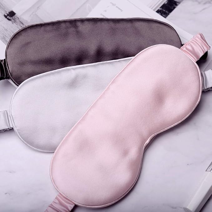 Silk Sleep Mask Light Blocking Luxury 100% Mulberry 19mm Silk Eye Mask Eye Cover Blindfold Ultra Soft Light & Comfy Anti Aging Skin Care with Travel Bag Gift Package