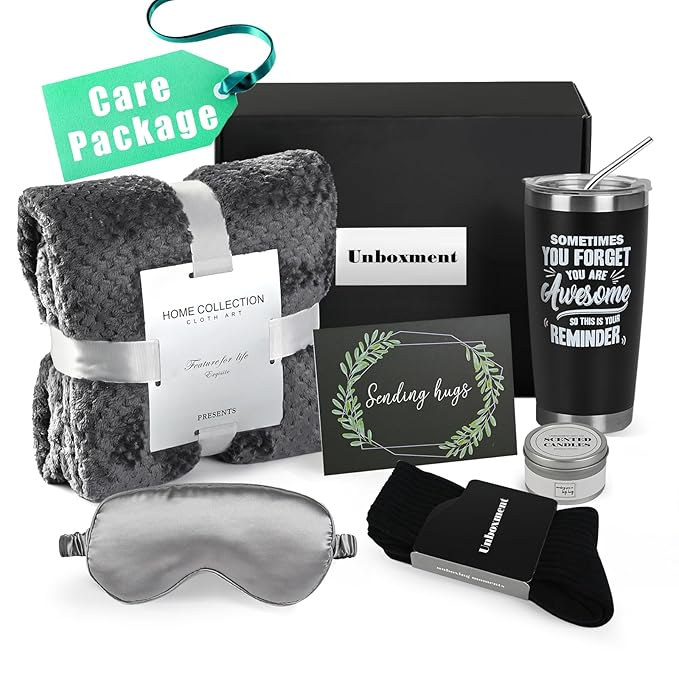 Care Package for Men Sick Friend, Get Well Soon Gifts Basket for Man, Feel Better After Surgery Recover, Thinking of You Sending Hugs Box