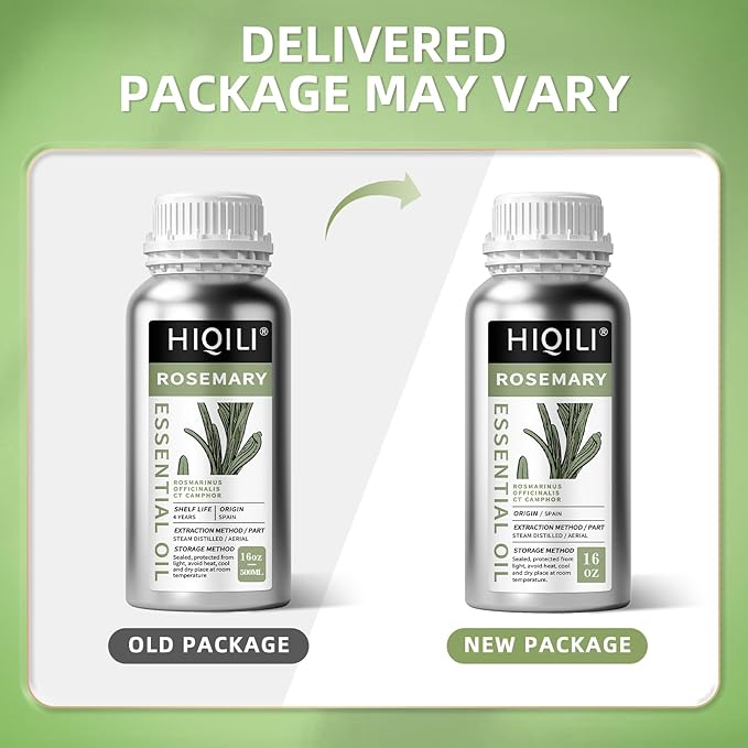 HIQILI Rosemary Oil for Hair Growth, Add to Shampoo & Conditioner, 100% Pure Undiluted - 16 Fl Oz