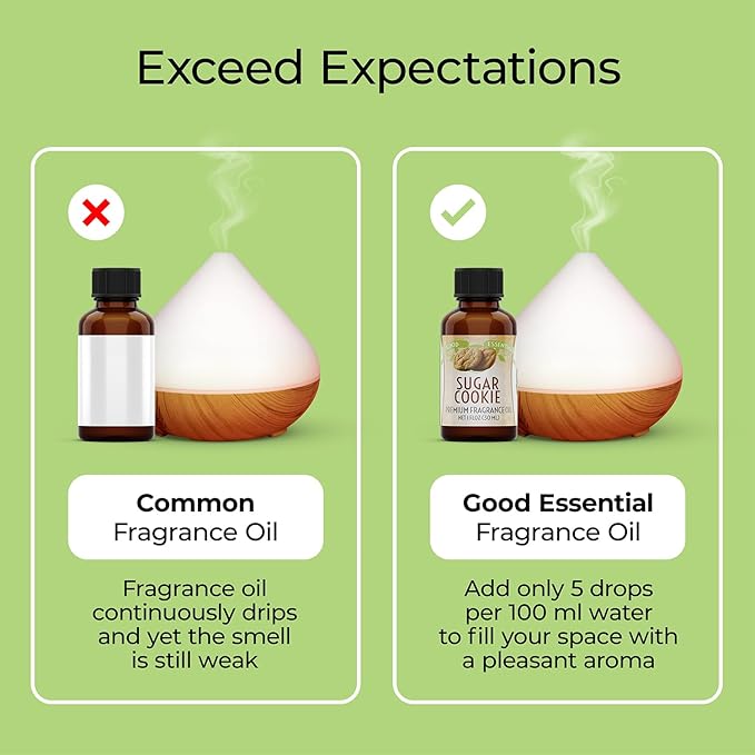 Good Essential - Professional Sugar Cookies Fragrance Oil 30ml for Halloween, Diffuser, Candles, Soaps, Lotions, Perfume 1 fl oz - Sugar Cookie Fragrance Oil for Candle Making