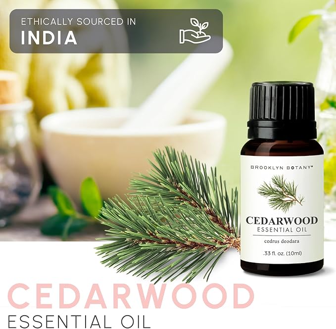 Brooklyn Botany Cedarwood Essential Oil - 100% Pure and Natural - Premium Grade Essential Oil - for Aromatherapy and Diffuser - 0.33 Fl Oz