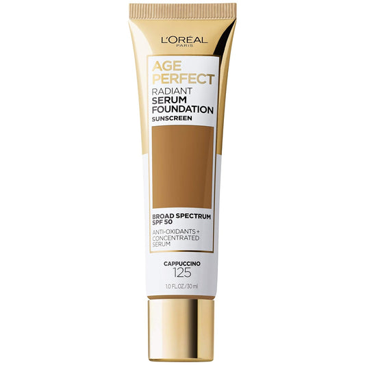 L'Oreal Paris Age Perfect Radiant Serum Foundation with SPF 50, Cappuccino, 1 Ounce