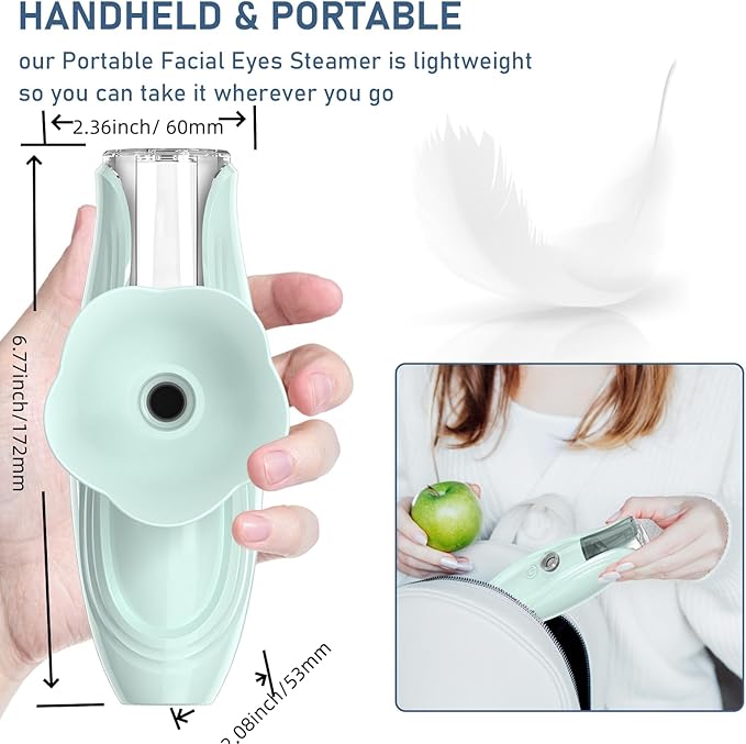 Facial Steamer and Eyes spa 2in 1. Mini Portable Professional hot Facial Steamer for Facial Deep Cleaning，The LADY RIGHT Handheld Ionic face steam, Unclogs Pores Soothing for Eye Fatigue and Dryness