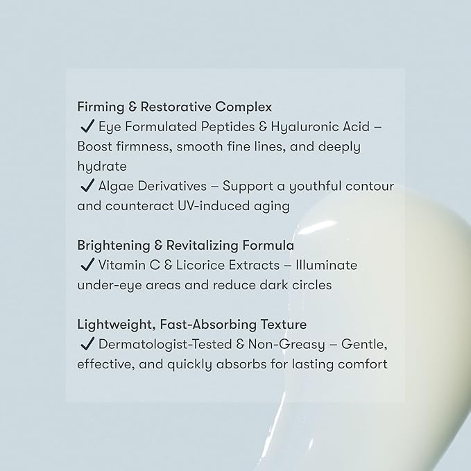 by Dr. B Firm and Restore Eye Cream, Lightweight Eye care for Dark Circles, Puffiness & Fine Lines with Peptides and Hyaluronic Acid, Paraben Free, Phthalate-Free, Travel-Friendly, 15ml