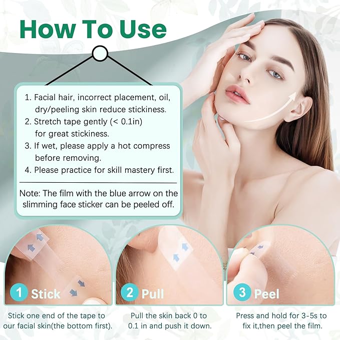 Face Tape, Face Lift Tape Invisible, Neck Lifting Strips Invisible, Facelift Tapes for Face Facial Strips for Lifting Loose Sagging Skin, Wrinkles, Jowl, Eye, Cheek, Double Chin(1 Count (Pack of 256))