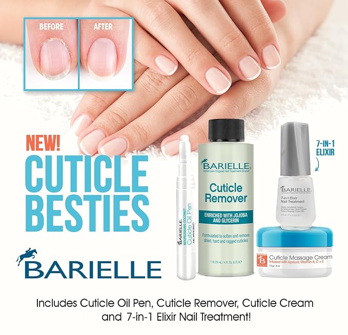 Barielle Cuticle Besties Nail & Cuticle Treatment 4-PC Set - Deluxe Nail Care & Cuticle Care Collection