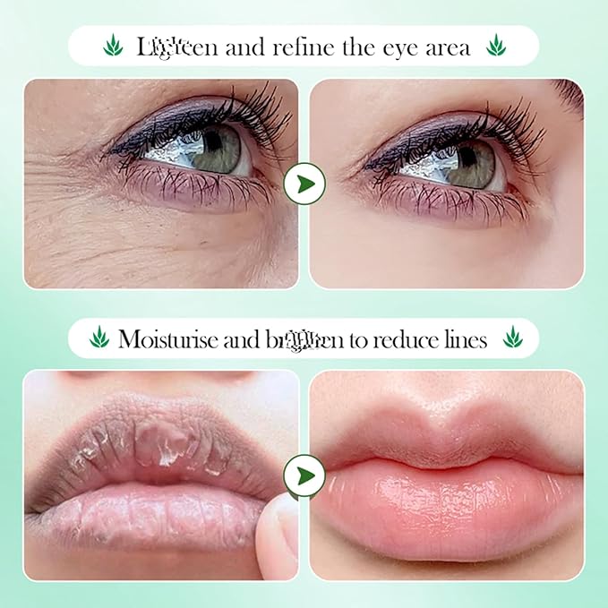 YP 10 Pairs Aloe Vera Under Eye Patches and Moisturizing Lip Mask Set - 10 Pcs Aloe Vera Under Eye Patches, Refines Eye mask Lines Essence for Women Gifts