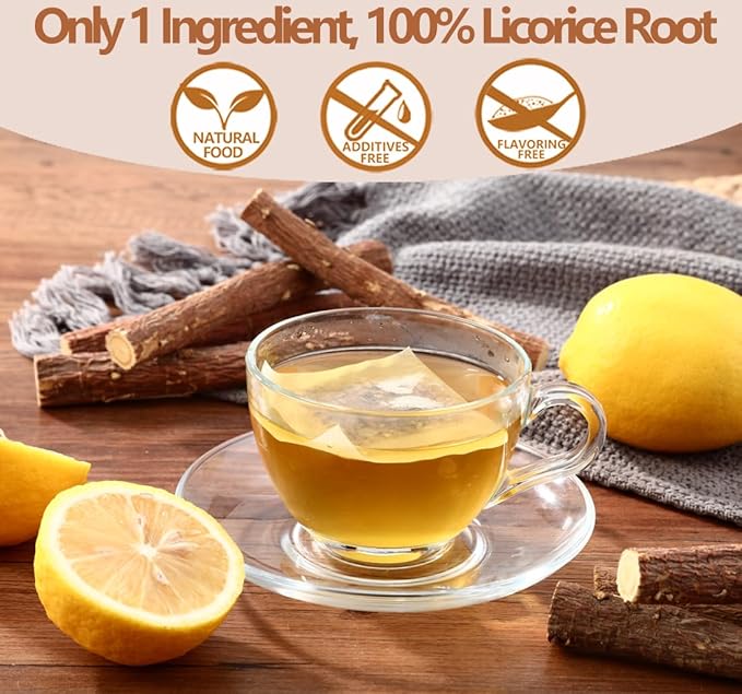 Premium 80 Licorice Root Tea Bags, Made with 100% High Sweetness Wild Licorice Root, No Additives & Caffeine Free.