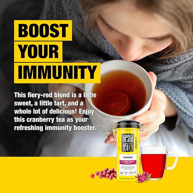 Tiesta Tea - Cranberry Hibiscus Rooibos Tea, Fireberry | Loose Leaf | Herbal Blend with Hibiscus, Cranberry, Currants, Rooibos | Brew Hot or Iced | 50 Cups in Resealable Pouch | 5 Ounce