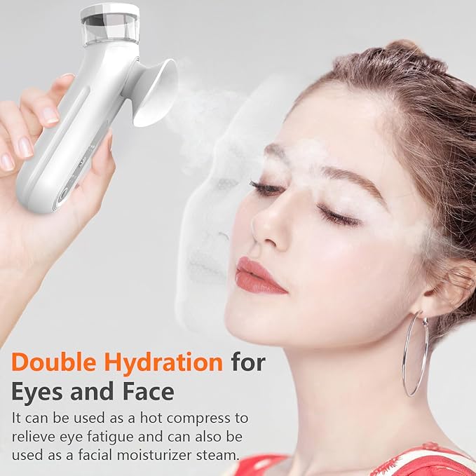 Portable Eye Steamer, Rechargeable Nano Eye Mist Steam Sprayer, Electric Eye Mist Sprayer with Warm Compress for Home & Travel