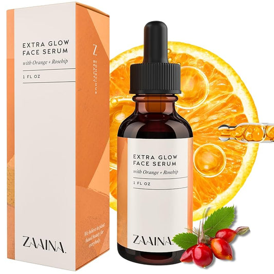 ZAAINA Extra Glow Face Serum 1oz – Lightweight Hydrating Natural Face Oil – Fast-Absorbing Moisturizer & Primer for Women – With Rosehip, Pumpkin Seed & Vitamin E – For Dry, Sensitive & All Skin Types