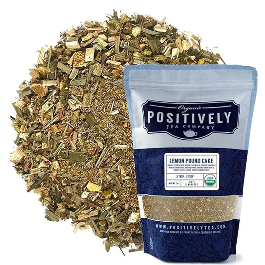 Organic Positively Tea Company, Lemon Pound Cake, Herbal Tea, Loose Leaf, 16 Ounce