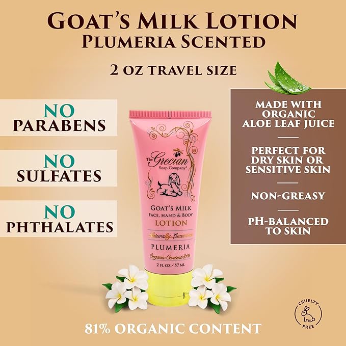 Deluxe Bathtub Gift Set – 6pcs Goat Milk & Olive Oil Skin Care Set, Spa Gifts, Bridal Shower Gifts Gifts for Mom, Birthday Gifts, Plumeria Scent, Handmade in the USA