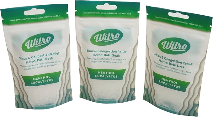 Wilro Soothing, Aromatic Bath Salts, 3 Pack, Menthol Eucalyptus