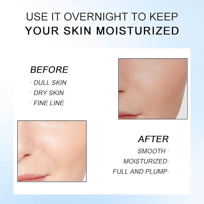 Deep Collagen Overnight Face Mask - Tea Tree CICA Hydrating Overnight Hydrogel Mask, Collagen Overnight Mask Anti Wrinkle Lifting, Collagen Face Mask Improve Elasticity, Firming (Blue)