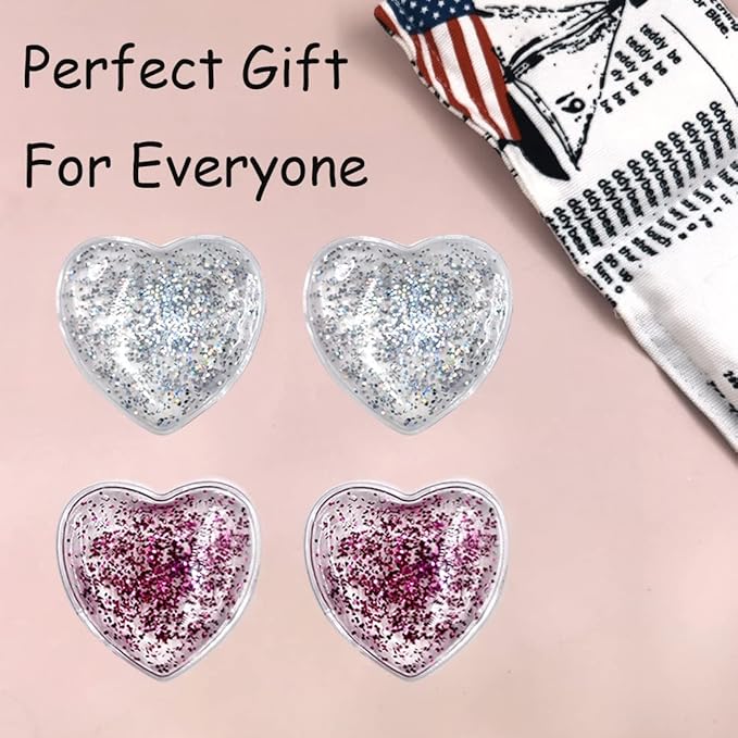 Reusable Gel Eye Ice Pack, Eye Cold Pads, Hot ＆ Cold Treatment for Eye Strain, Eye Swelling, Eye Redness, Puffy Eyes, Dark Circles, Smooth Fine Lines, and Eye Recover Surgery (2 Hearts ＆ 4PCS)