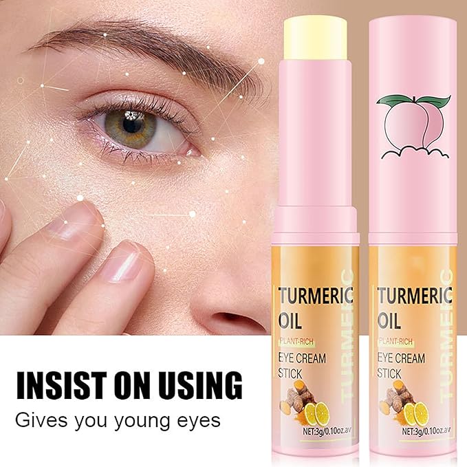 Turmeric Retinol Eye Stick, Turmeric Booster Eye Cream, Anti Aging and Hydrating Under Eye Cream for Dark Circles Puffiness Fine Lines Eye Bags 0.1 Oz