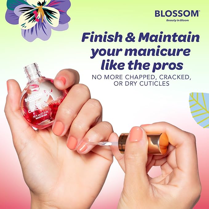 Blossom Hydrating, Moisturizing, Strengthening, Scented Cuticle Oil, Infused with Real Flowers, Made in USA, 1.84 fl. oz, 2 Pack Bundle, Cherry + Honeysuckle