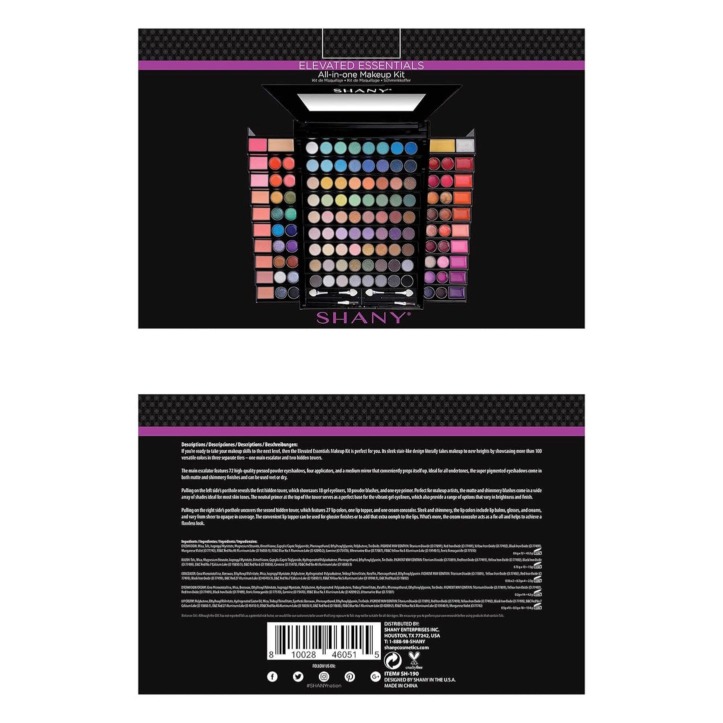 SHANY Elevated Essentials Makeup Set - All-in-One Makeup Kit with 72 Eyeshadows, 28 Lip Colors, 18 Gel Eyeliners, 10 Blushes, 1 Eye Primer, and 1 Cream Concealer
