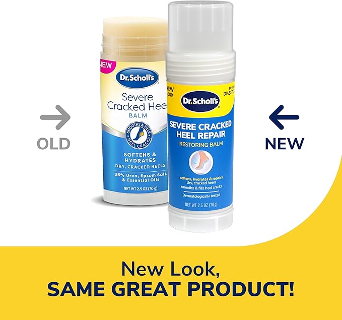 Dr. Scholl's Severe Cracked Heel Repair Restoring Balm 2.5oz, with 25% Urea for Dry, Cracked Feet, Heals and Moisturizes for Healthy Feet