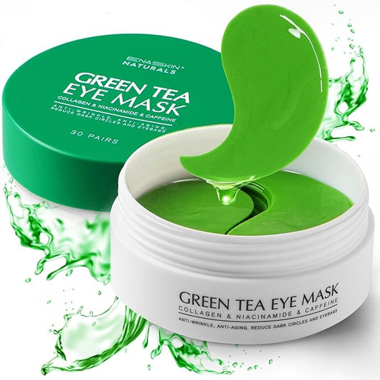 Under Eye Patches Dark Circles: 30 Pairs Collagen Eye Masks for Wrinkles and Puffy Eyes - Green Tea Eye Skin Care Gel Pads - Eye Bags/Fine Line Treatment for Men and Women