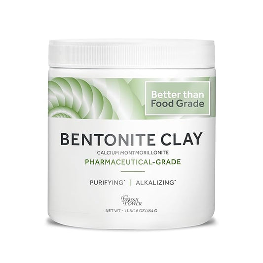 Calcium Bentonite Clay Food Grade Powder 1 Lb – Pharmaceutical | Natural Heavy Metal Detox & Pore Cleansing | Indian Healing | DIY Hair & Facial Mask | Toothpaste, Deo, Bath & Foot Soak